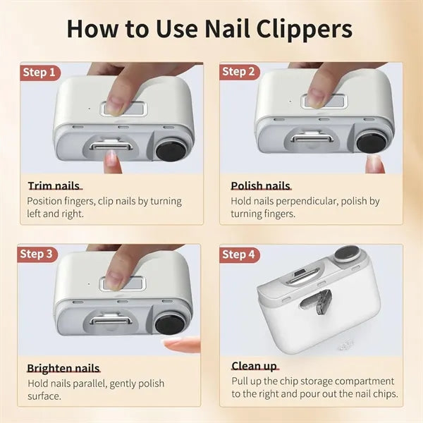 2 In 1 Electric Nail Clipper Cutter With Led Light