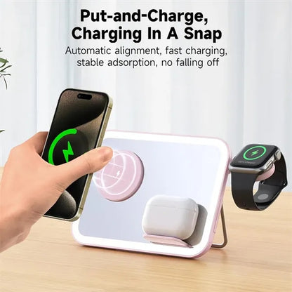 Wireless Charger With Cosmetic Mirror