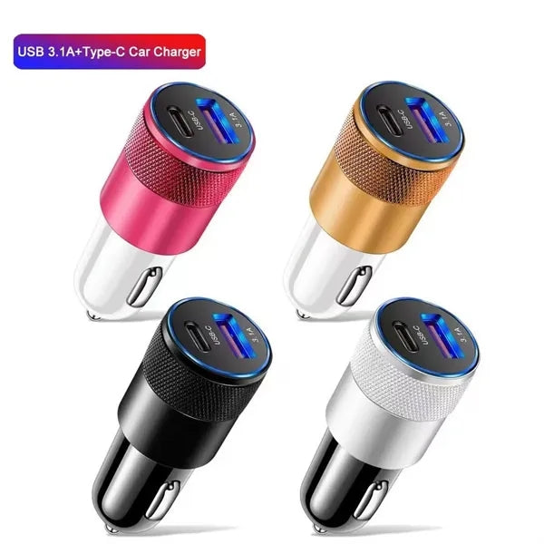 Car Charger 3.1A Usb Type-C 15W Pd Adapter