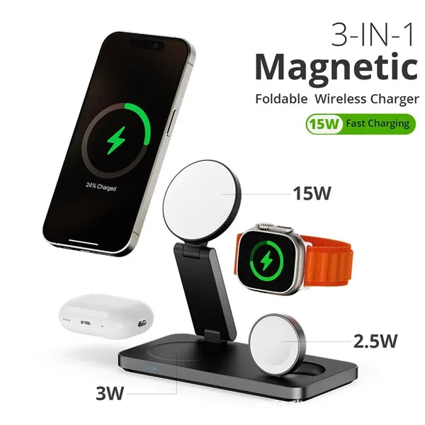 Foldable 3 in 1 Wireless Charging Station for Apple
