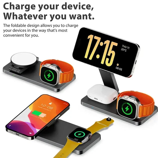 Foldable 3 in 1 Wireless Charging Station for Apple