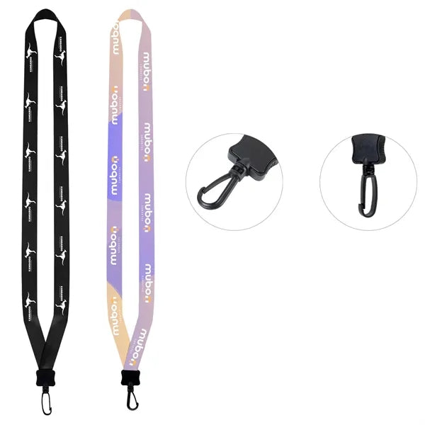 Full Color Lanyard With Clamshell & Plastic Swivel J Hook