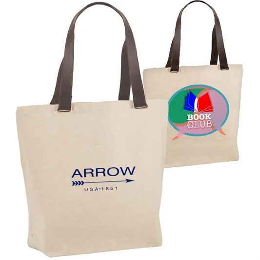 12 oz. Stylish Cotton Canvas Tote w/ Faux Leather Handle