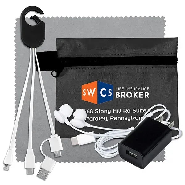 TechTime Plus Mobile Tech Charging Kit with Earbuds