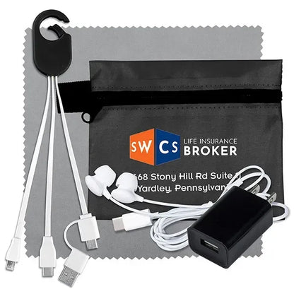 TechTime Plus Mobile Tech Charging Kit with Earbuds