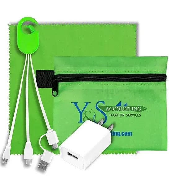 Tech Home and Travel Kit w/ Cleaning Cloth / Wall Charger