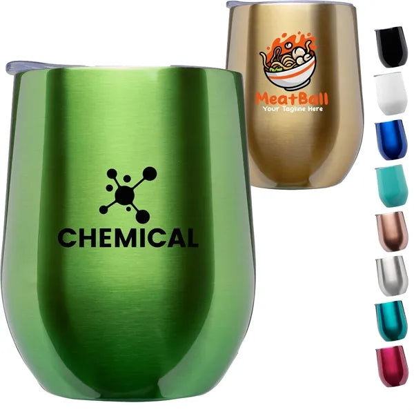 11 Oz. Double Wall Largo Stemless Glass W/ Lid