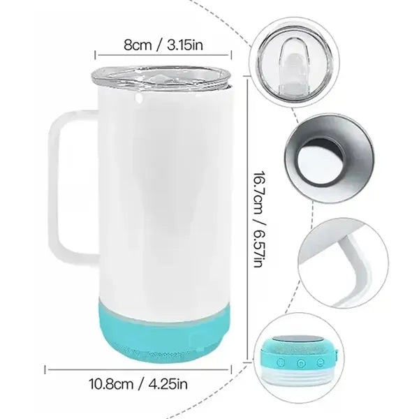 14oz Bluetooth Speaker Tumbler With Handle
