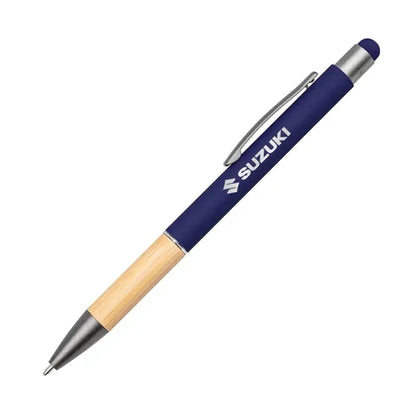 Assias Aluminum Pen w/Bamboo Grip & Blue Refill