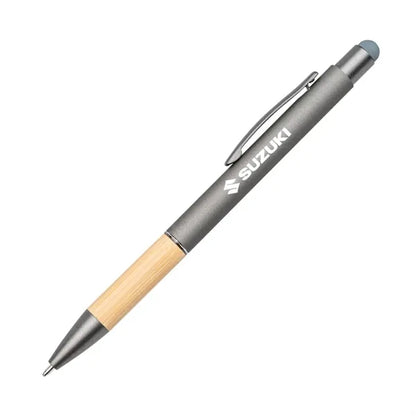 Assias Aluminum Pen w/Bamboo Grip & Blue Refill