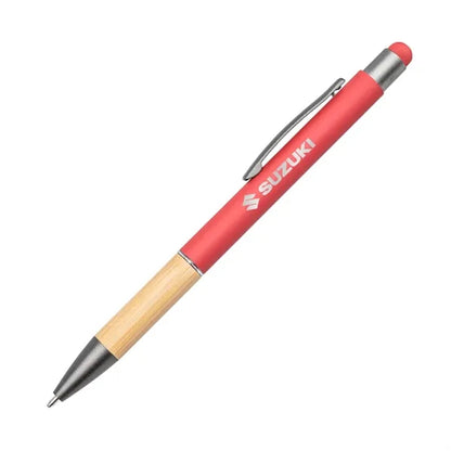 Assias Aluminum Pen w/Bamboo Grip & Blue Refill