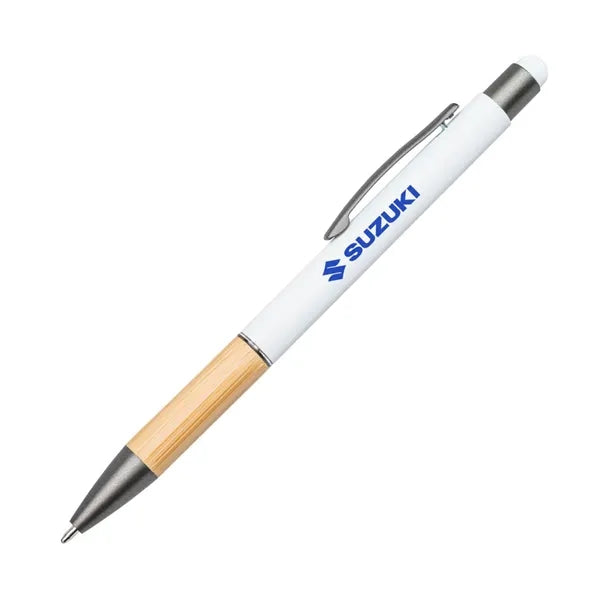 Assias Aluminum Pen w/Bamboo Grip & Blue Refill