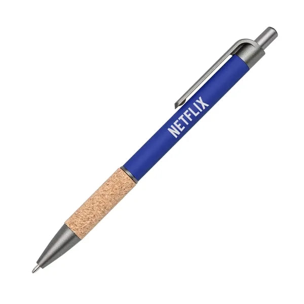 Otto Aluminum Pen w/Cork Grip & Blue Refill