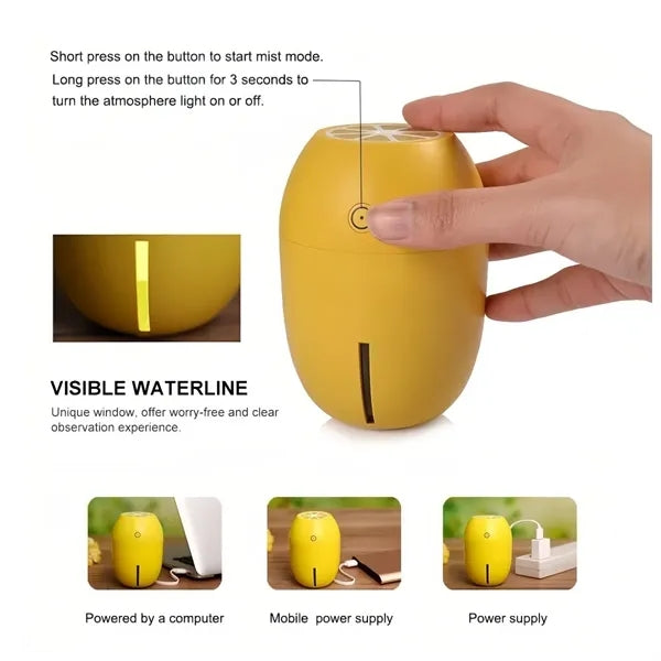 Custom Lemon Humidifier LED Night Light USB Mini Portable