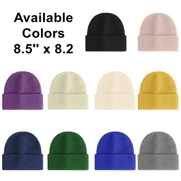 Embroidered Rib Knit Cuff Beanie