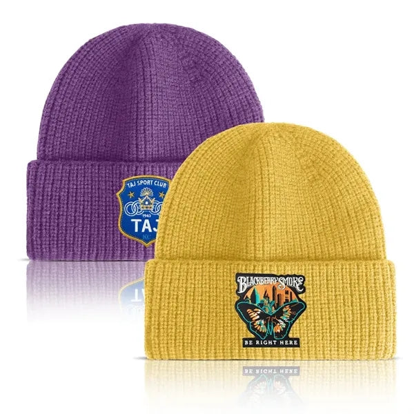Embroidered Rib Knit Cuff Beanie