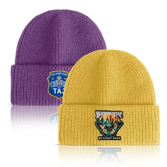 Embroidered Rib Knit Cuff Beanie