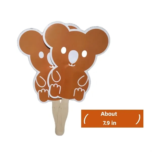 Custom shaped Handheld Fan with Wooden Handle