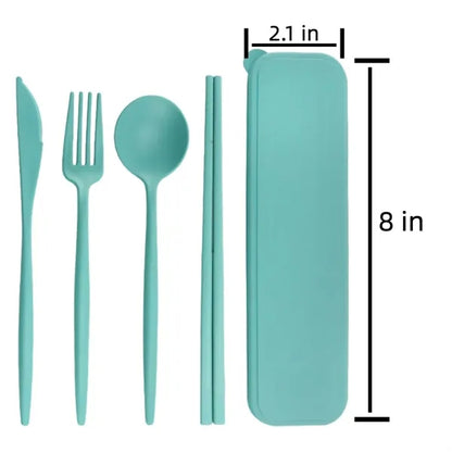 Custom Wheat Straw Cutlery Set With Case Tableware Portable
