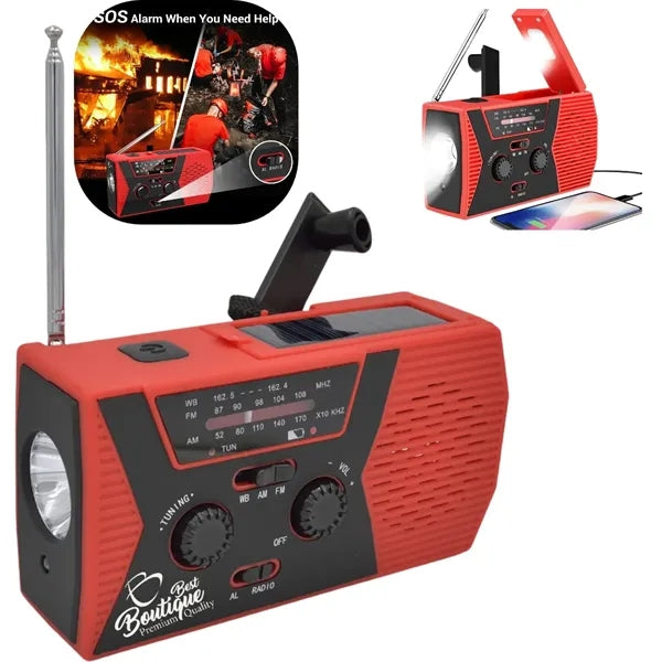 Portable Emergency Hand Crank Radio With LED Flashlight