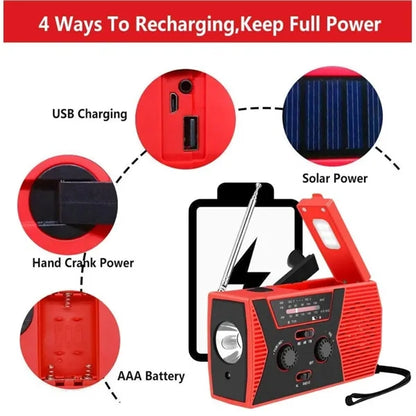 Portable Emergency Hand Crank Radio With LED Flashlight