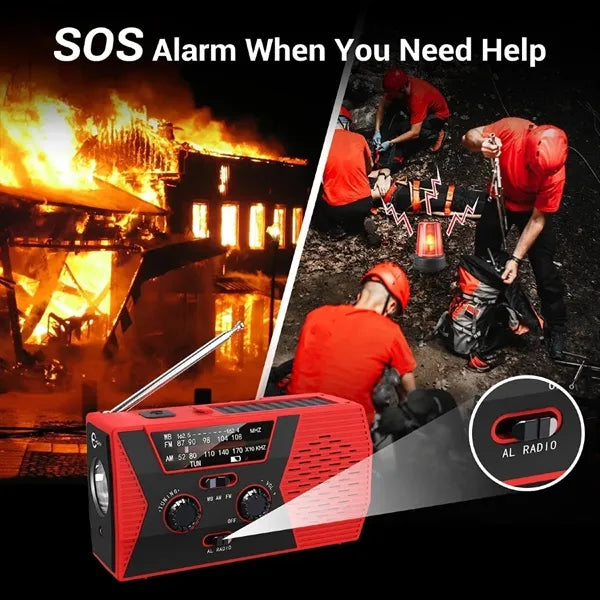 Portable Emergency Hand Crank Radio With LED Flashlight