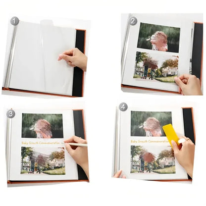 Photo Album Scrap Picture Book Natural Fibers Self Adhesive
