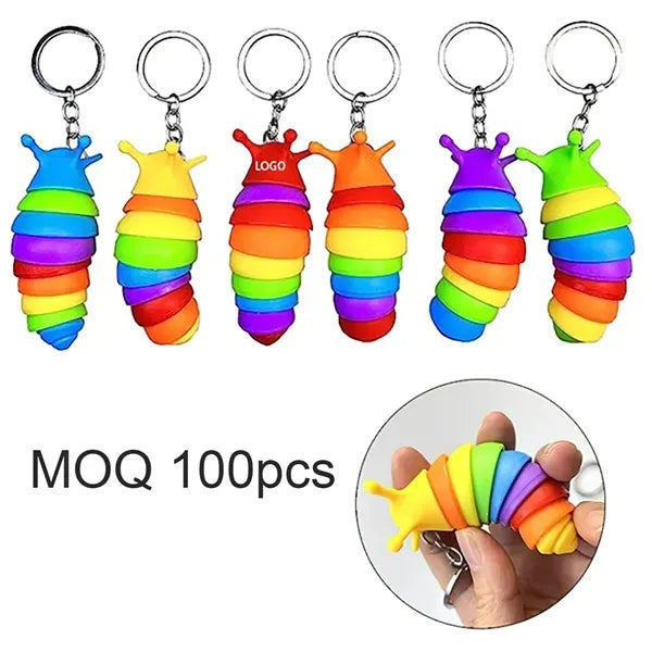 Mini Fidget Slug Keychain Caterpillar Toys MOQ 100pcs