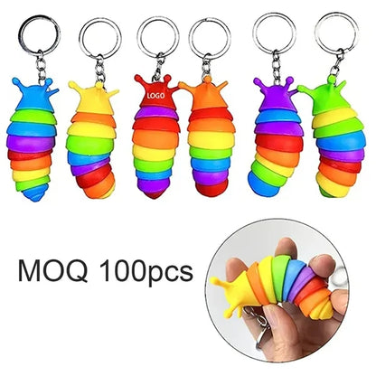 Mini Fidget Slug Keychain Caterpillar Toys MOQ 100pcs
