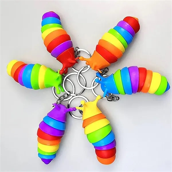 Mini Fidget Slug Keychain Caterpillar Toys MOQ 100pcs