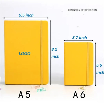 A5/A6 PU Lined Hardcover Notebook Journal With Elastic Band