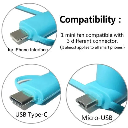 3 In 1 Usb Mini Fan Portable Mobile Phone Cooler
