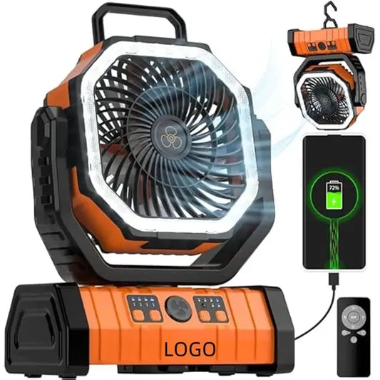 20000mAh Portable Electric LED Fan Light Outdoor with hook