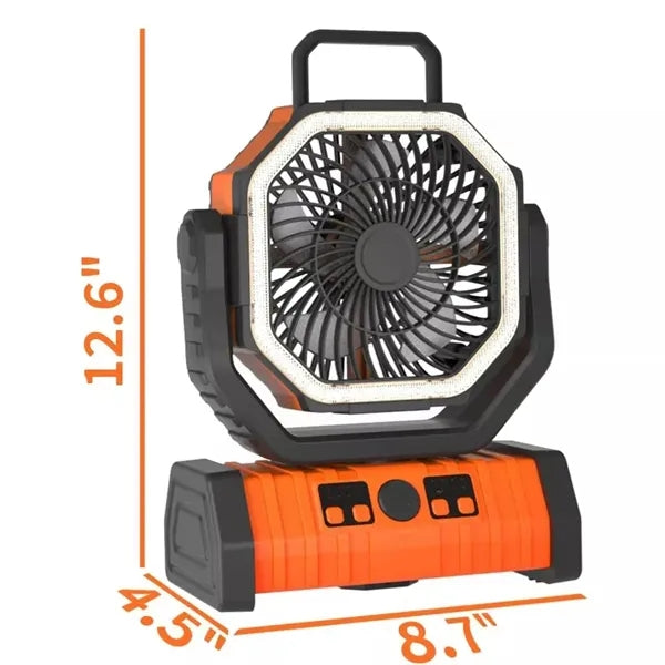 20000mAh Portable Electric LED Fan Light Outdoor with hook