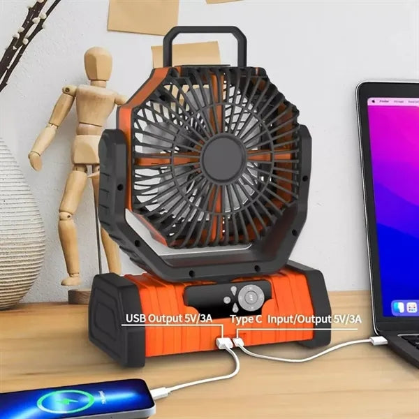 20000mAh Portable Electric LED Fan Light Outdoor with hook