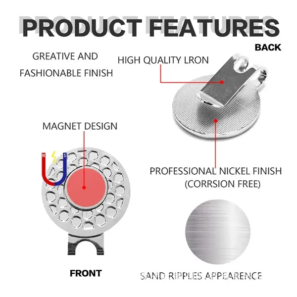 Magnetic Golf Ball Marker with Hat Clip