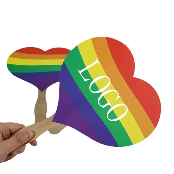 7" Valentine's Day/ LGBTQ Heart-Shaped Hand Fans
