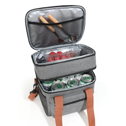 Double Layer Lunch Bag Outdoor Camping Picnic Case