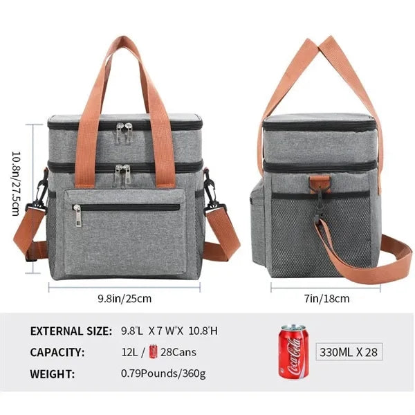 Double Layer Lunch Bag Outdoor Camping Picnic Case