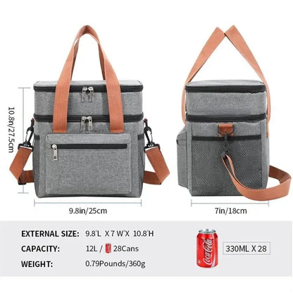 Double Layer Lunch Bag Outdoor Camping Picnic Case