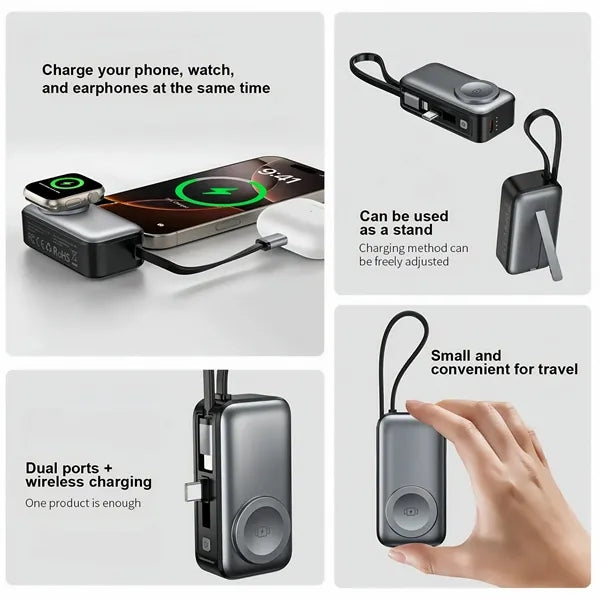 3 In 1 Wireless Magnetic Power Bank For Watch With Stand