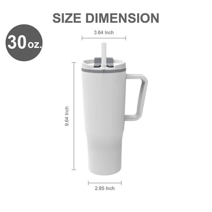 30 oz. Double Wall Plastic Travel Mug w/ Handle & Straw
