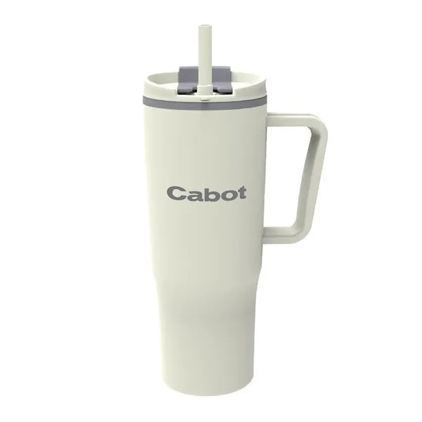 30 oz. Double Wall Plastic Travel Mug w/ Handle & Straw