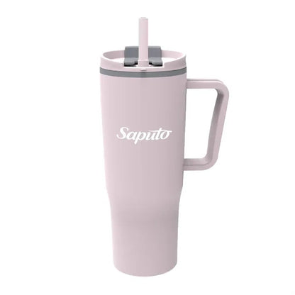 30 oz. Double Wall Plastic Travel Mug w/ Handle & Straw