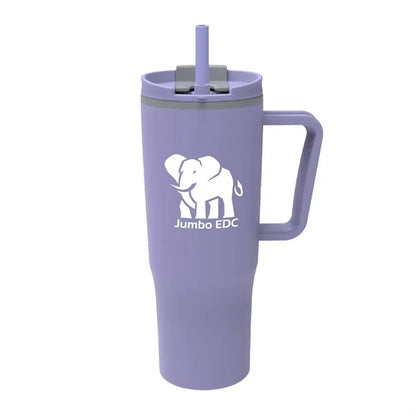 30 oz. Double Wall Plastic Travel Mug w/ Handle & Straw