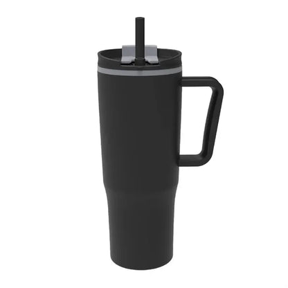 30 oz. Double Wall Plastic Travel Mug w/ Handle & Straw