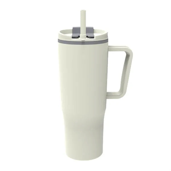 30 oz. Double Wall Plastic Travel Mug w/ Handle & Straw