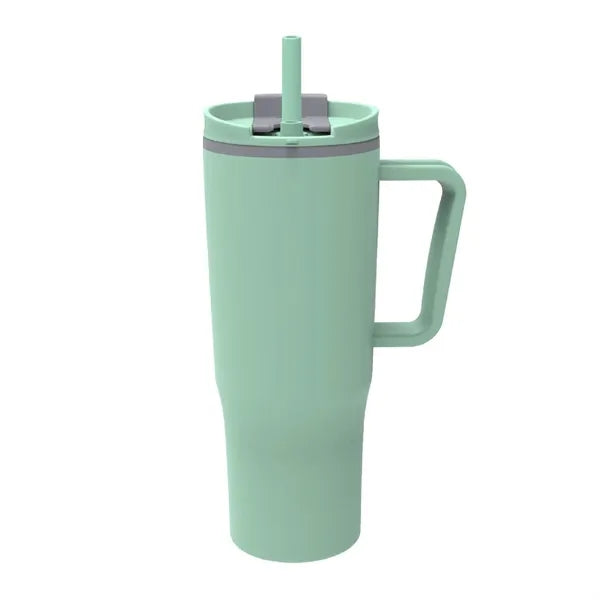30 oz. Double Wall Plastic Travel Mug w/ Handle & Straw