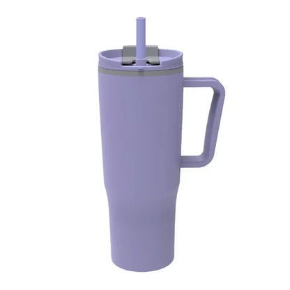 30 oz. Double Wall Plastic Travel Mug w/ Handle & Straw