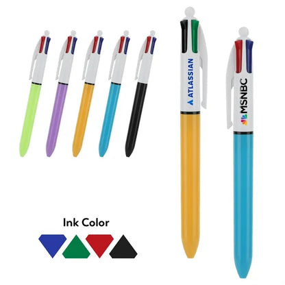 Custom Medium Point 1.0mm 4 Color Retractable Ball Pens